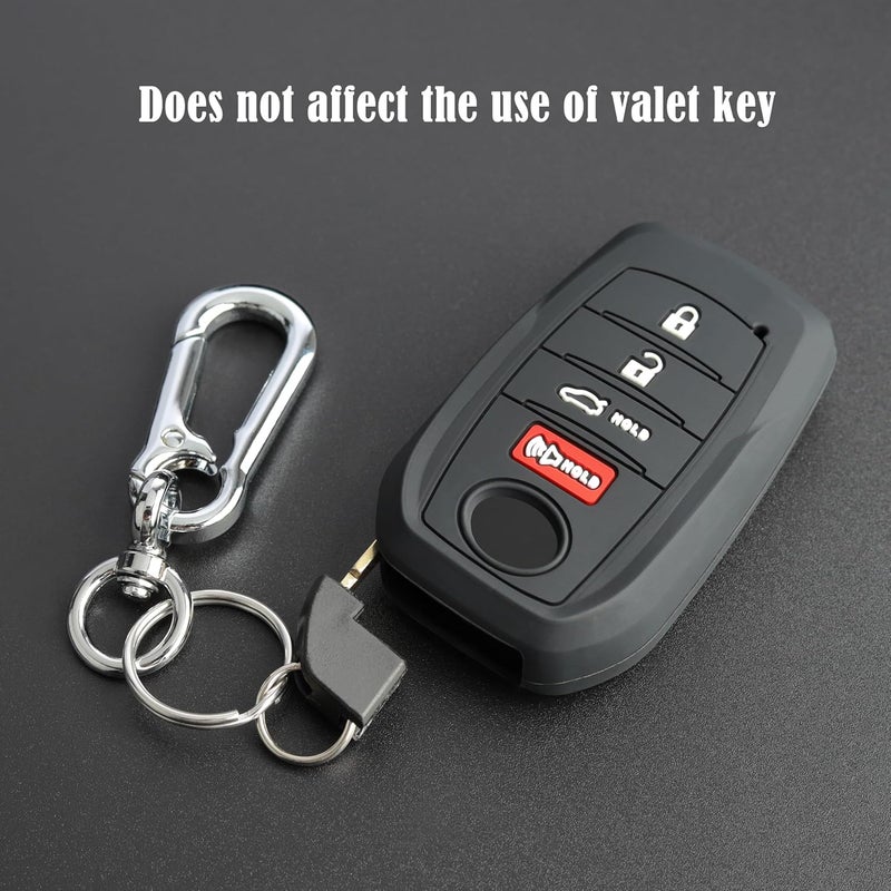 TANDRIVE Key Fob Cover for Toyota 2026 2025 Camry and 2026-2023 Corolla Crown, 4-Button, Silicone, 2-Pack, Black and Red - Image 3